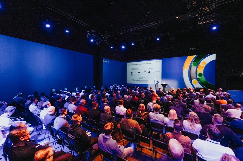Seminar audience at the Black Box 360 event venue in Tripla, Helsinki